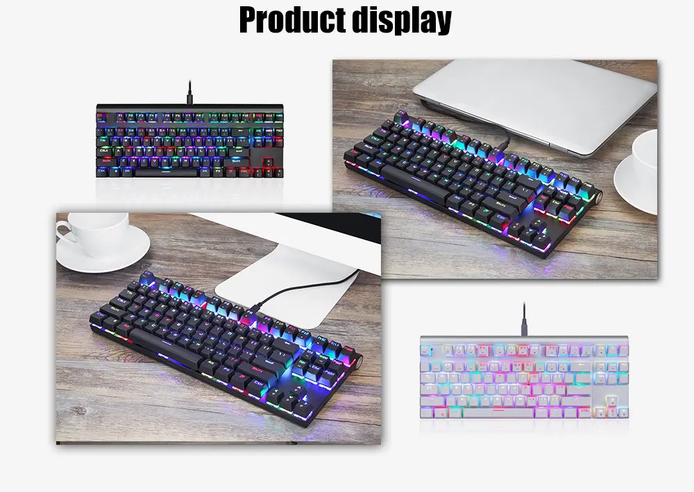 Механическая клавиатура MOTOSPEED CK101 эргономичная RGB подсветка 87 клавиш игровая клавиатура с защитой от привидения и номером с кабелем 1,6 м