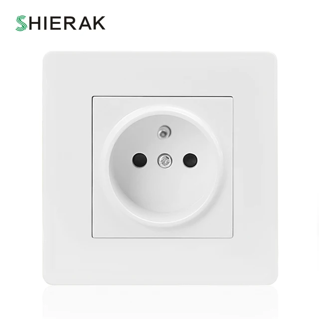 SHIERAK 2017 New French Standard Wall Power Socket White Plastic Panel