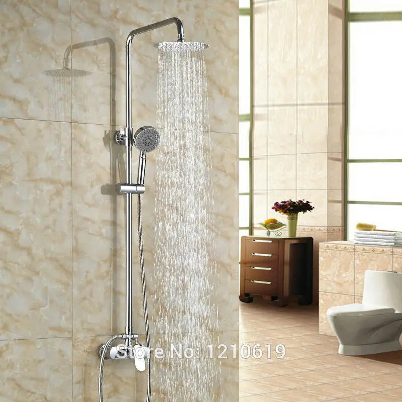 

Newly Modern Style Bathroom Shower Set Faucet w/ Handheld Sprayer Chrome Finish 8" Shower Mixer Tap