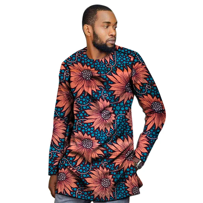 Африканская одежда мужская рубашка slim fit Анкара с круглым вырезом и принтом топы customize для свадьбы одежда мужской формальный Африка вершины