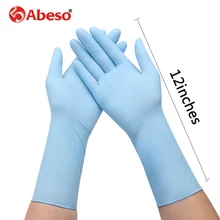 100 шт удлиненные 12 дюймов синие нитриловые одноразовые резиновые перчатки толстые Duable бытовые водонепроницаемые промышленные перчатки