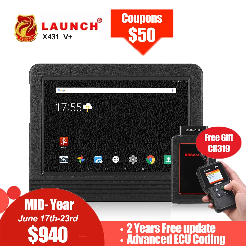 

Launch X431 V+ V plus OBDII Automotive Scanner OBD2 Auto Diagnostic Tool Bluetooth Wifi Full System Android 7.1 Launch Scanner