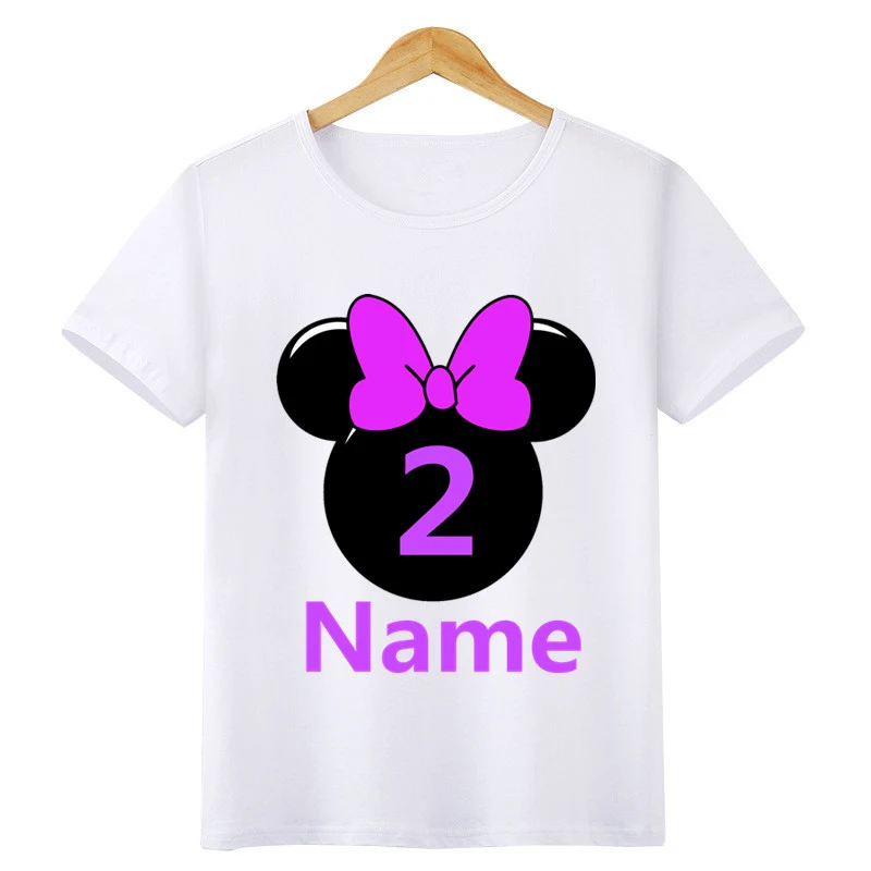 Футболка с принтом «цифровой галстук-бабочка» для мальчиков и девочек 1-9 лет, детский короткий хлопковый топ, Детская Милая футболка с вашим именем и номером