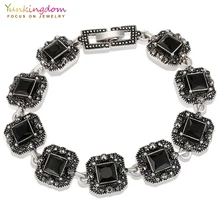 Yunkingdom квадратный три цвета смолы цвет: старое серебро браслеты с подвесками для женщин винтажные украшения armbandjes