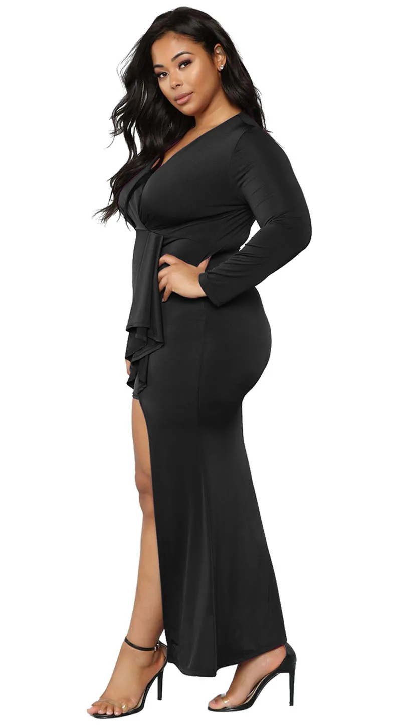 Black-Surplice-Long-Sleeve-Plus-Size-Dress-LC610892-2-3