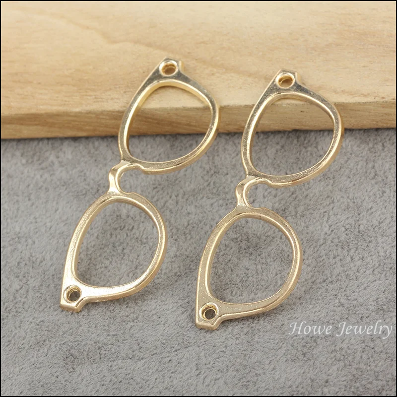 

New 10 pcsHigh quality KC Gold Glasses alloy pendant DIY charms Women's Fashion Bracelet Necklace Jewelry Accessories 60033