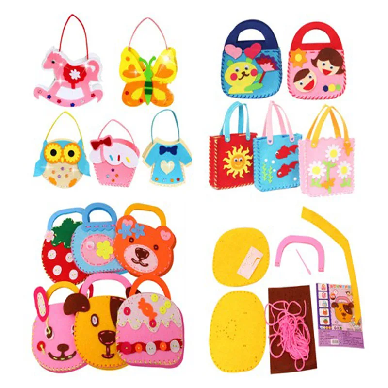 

Pretty Kids Early Learning Handwork Cartoon Cake Strawberry & Animals Handbag Bag Nonwoven DIY Felt Fabric DIY Handmade Sewing