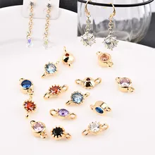 18Ks gold copper plated double hanging single zircon diamond necklace bracelet earring DIY all-match simple material accessories