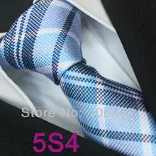 Coachella Мужские галстуки чистый Шелковый галстук светло-голубой с белыми серыми сетками тканый галстук в деловом стиле для свадебных рубашек