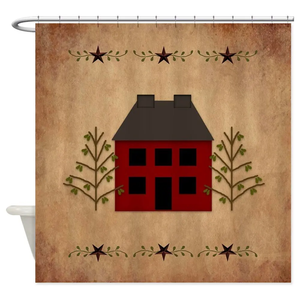 Primitive House Shower Curtain Mat Decorative Waterproof Polyester