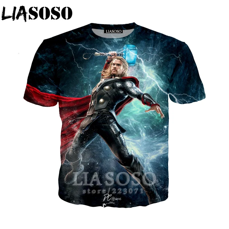 

LIASOSO Summer New Men Women Sweatshirt 3D Print Movie Thor Loki T Shirt Fashion Short Sleeve Top Round Nneck Pullover B092-05