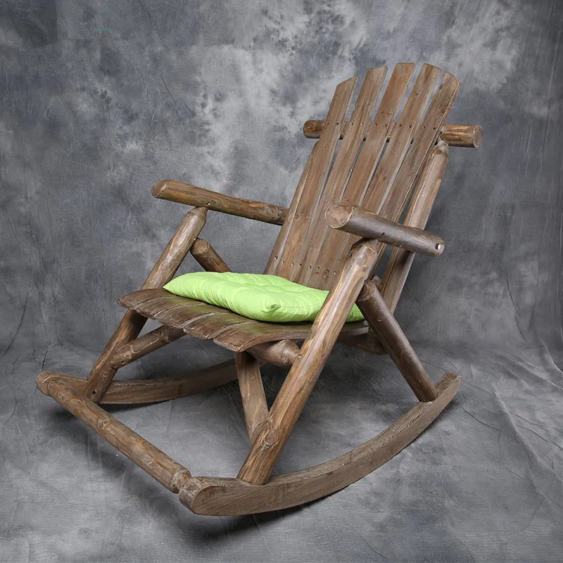 Modern Solid Wood Rocking Chair Antique/Natural Outdoor Furniture Garden Chair Wooden Patio Garden Vintage Rocking ArmChair