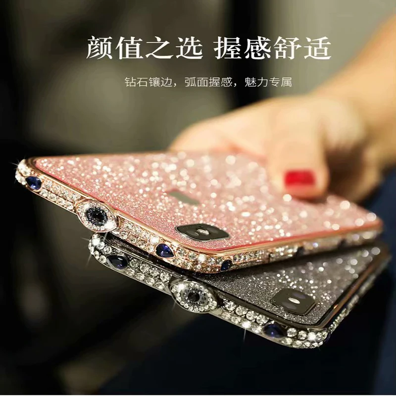 

High quality luxury bling sparkling devil stone inlaid metal rhinestone bumper fashion phone case iPhone XR crystal frame Alabas