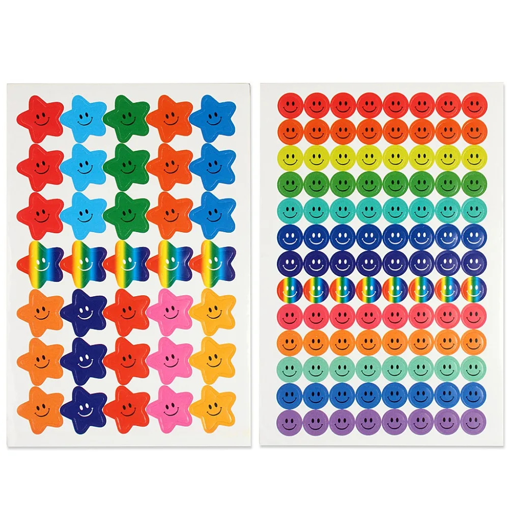 Happy Face Stickers And Smiling Star Stickers 20 Sheets 1390 Pcs Colorful Award Stickers For Teacher Parents Kids Incentive Decorative Stickers For Books Crafting Artworks (1)