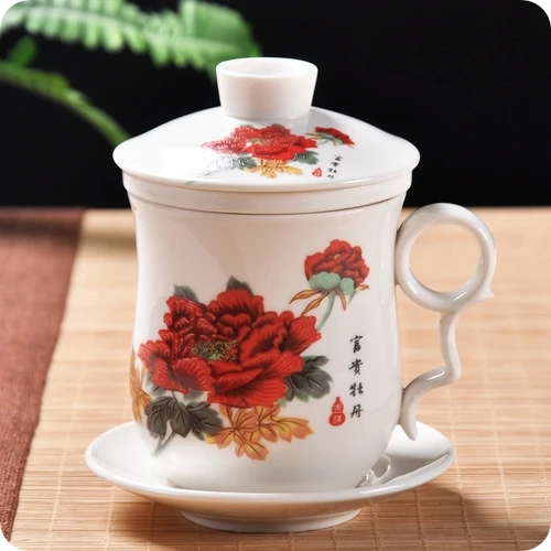Цзиндэчжэнь керамический чайный набор ручная роспись синий и белый фарфор одна чашка с крышкой фильтр встреча в офисе чайная чашка - Цвет: 1pcs-5