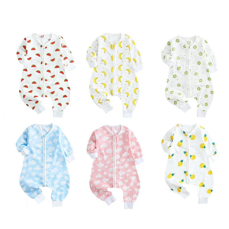 Spring and Autumn Baby Cotton Gauze Sleeping Bag Children Pajamas