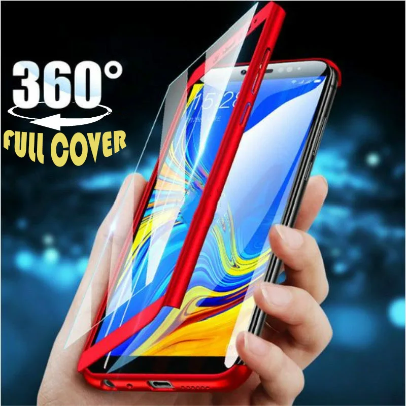 

360 Full Cover Phone Case For Samsung Galaxy M10 A10 A30 A40 A50 A70 Galaxy A6 A8 J6 J4 Plus A7 A9 2018 Cases Cover with Glass