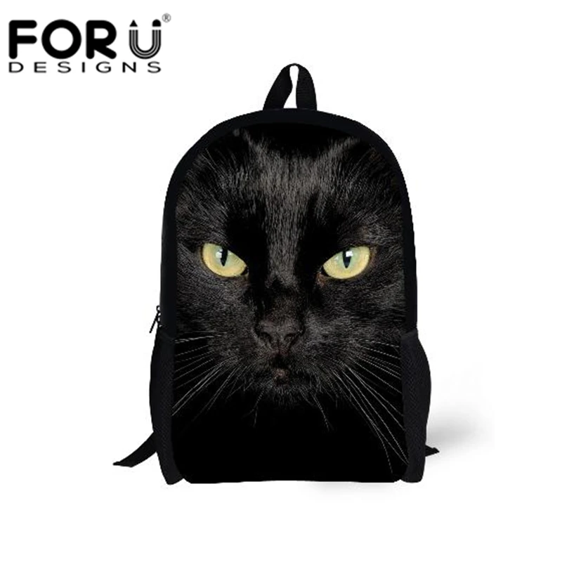 FORUDESIGNS/школьная сумка для начальной школы рюкзаки с принтом черного кота