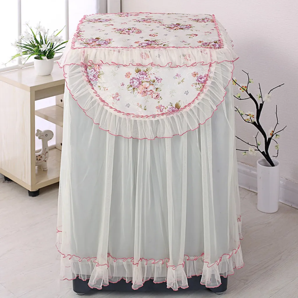 Lace Ruffle Floral Washing Machine Dust Cover Protection Front Durable Soft Home