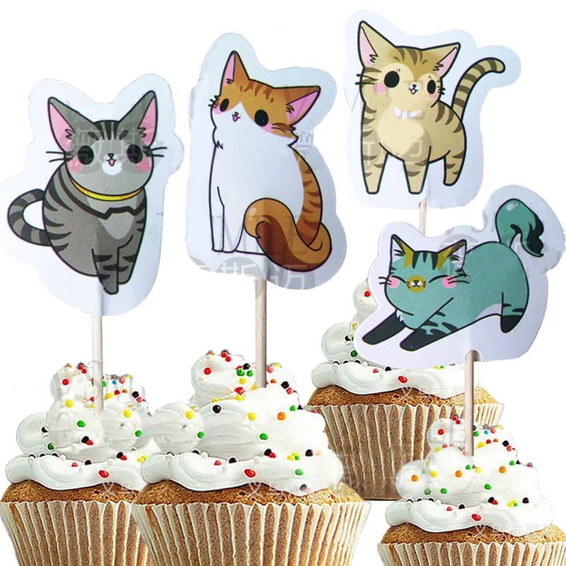 48 Pcs Lot Chats Kitty Mer Animaux Chiens Princesse Theme De Bande Dessinee Gateau De Creme Glacee Gateau Toppers Pour De Mariage Enfants Fete D Anniversaire Aliexpress