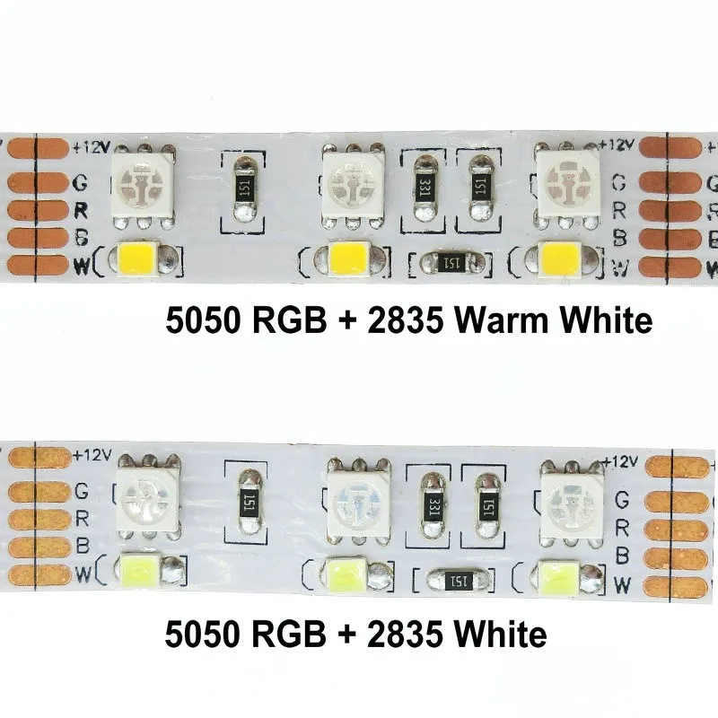 Двухрядные RGBW светодиодные ленты 5050 RGB+ 2835 белый/теплый белый DC12V 120 светодиодный/м 5 м/лот 600 светодиодный s полосы