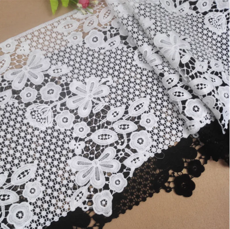 

White Hollow Water Soluble Embroidery Lace Cotton Fabric DIY Women's Clothing Cloth Skirt Home Tablecloth Curtain Edge Decor