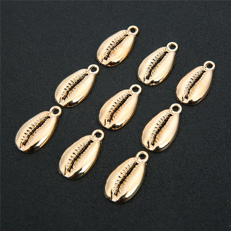 

10pcs Gold Silver Color Shell Charms Pendants Metal Zircon Shell Charm Beads For Jewelry Making DIY Necklace Bracelet Findings