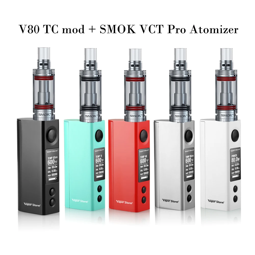 Cheap Prices Vapor Storm Electronic Cigarette Starter Kit V80 TC 7W-80W Box Mod E-Cigarette Vape Pen E Hookah Smok VCT Pro Atomizer VS istick