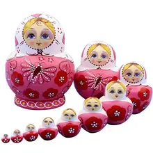 10 шт./партия, милые русские Матрешки, ручная роспись, липа, набор кукол, матрешки, рождественские подарки