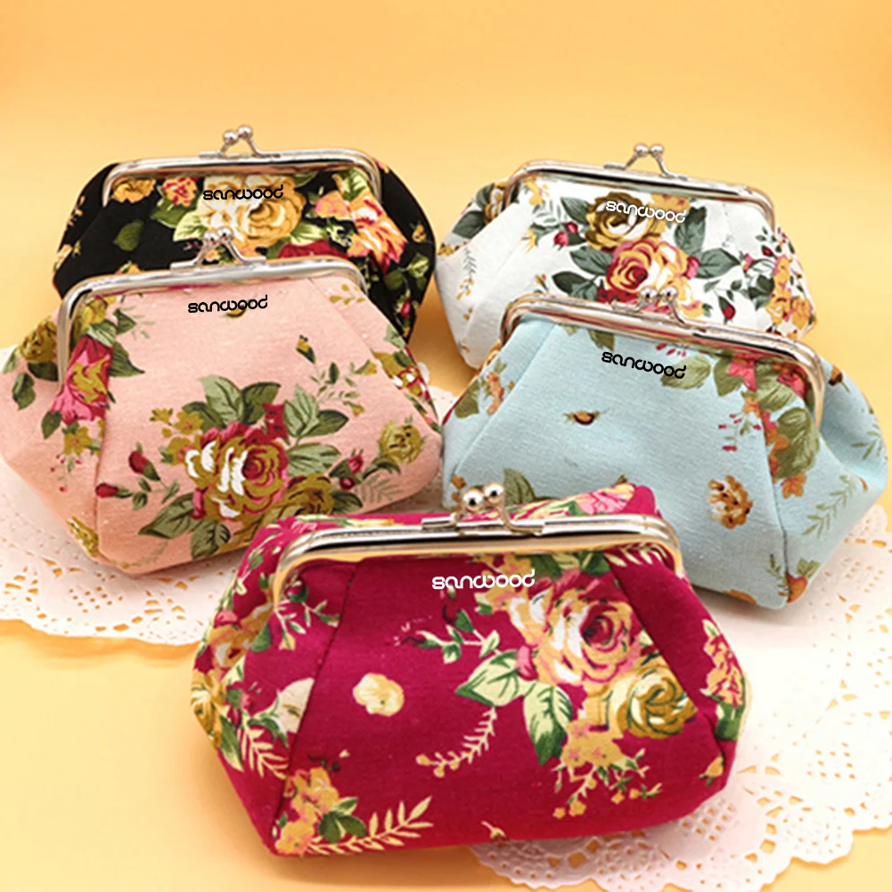 2023 New Arrival Women Flower Printed Canvas Wallet Card Holder Coin Purse Clutch Handbag Bag For Beauty And For Health