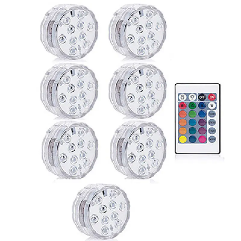 1 Remote 7 Light 10 светодиодный RGB Светодиодный подводный светильник для пруда погружной IP67 водонепроницаемый светильник для бассейна на батарейках для свадебной вечеринки - Испускаемый цвет: 1 Remote 7 Light