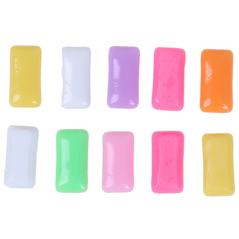 

10Pcs Cute Simulation Chewing Gum Resin Cabochon Miniature Artificial Fake Food DIY Phone Case Decoration Kichen Toys