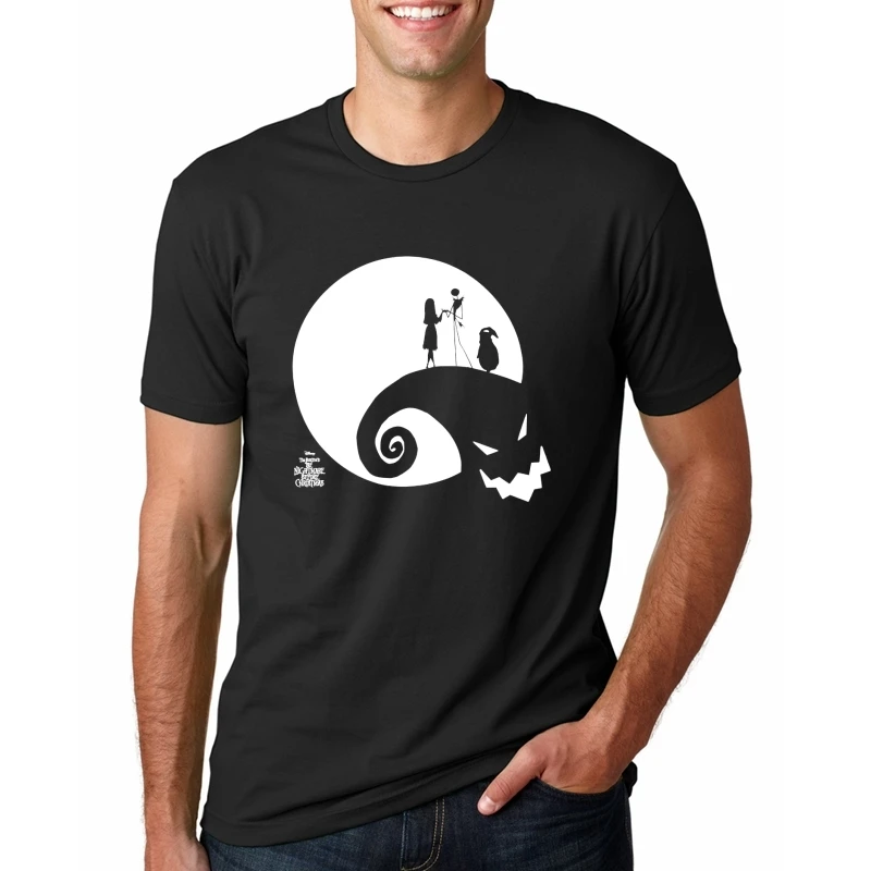 

Halloween Funny Nightmare Before Ghost Moon Lovers Printing T-Shirt Fashion Slim O-Neck Christmas Couple T Shirt Femme
