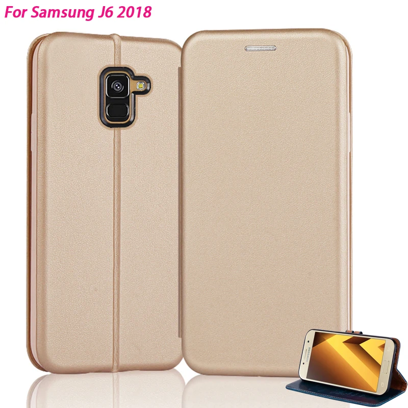 

YonLinTan leather Magnetic case For Samsung galaxy j6 j 6 2018 Flip 5.6" phone back coque on cover wallet book Card covers 360