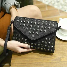 ShowMi High Quality Fashion Ladies Women Mini Leather Messenger Bags Shoulder Crossbody Bag Rivet Envelope font
