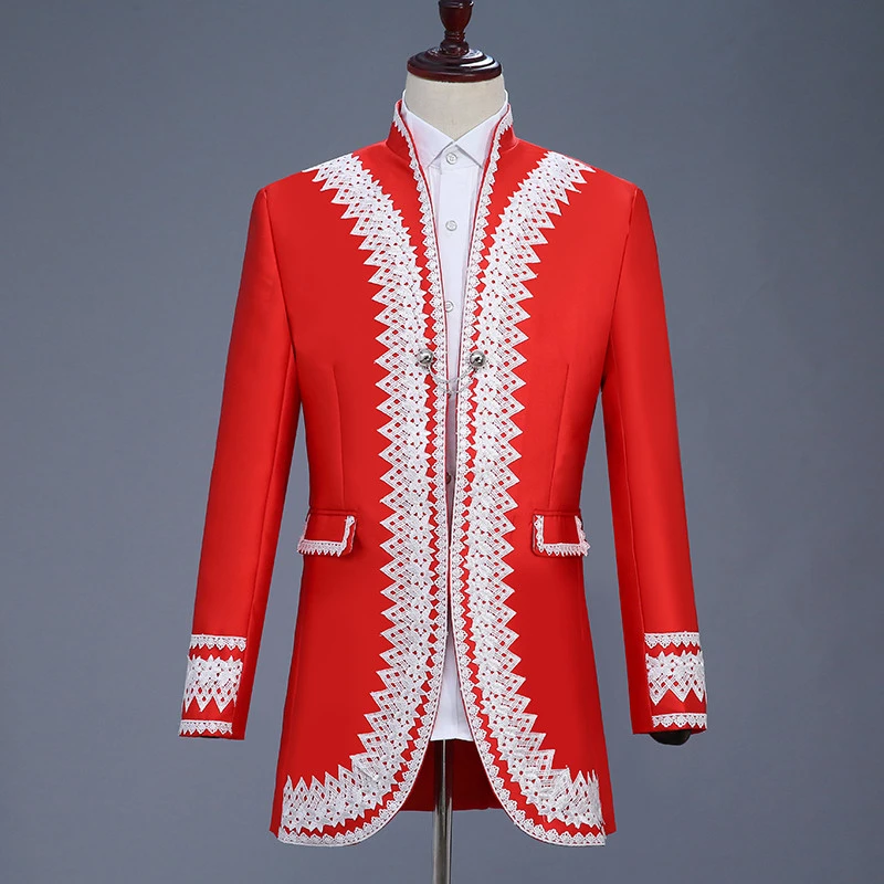 larga de Festa Longo para hombre, Blazer de escenario para cantante de concierto, Burgundy|chaqueta de deporte| - AliExpress