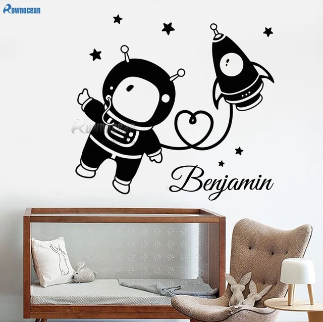 astronaut space nursery wall stickers custom name room art