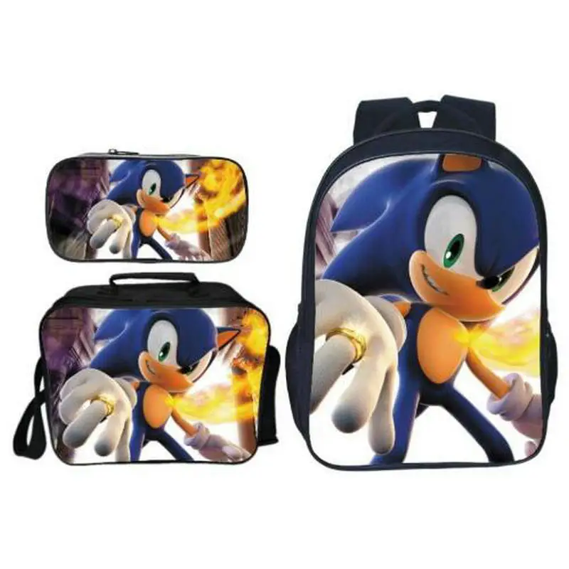 Мода милый мультфильм дети Sonic печати рюкзак 3 шт./компл. Дети Школьные сумки мальчики девочки начальной школьный ученические рюкзаки