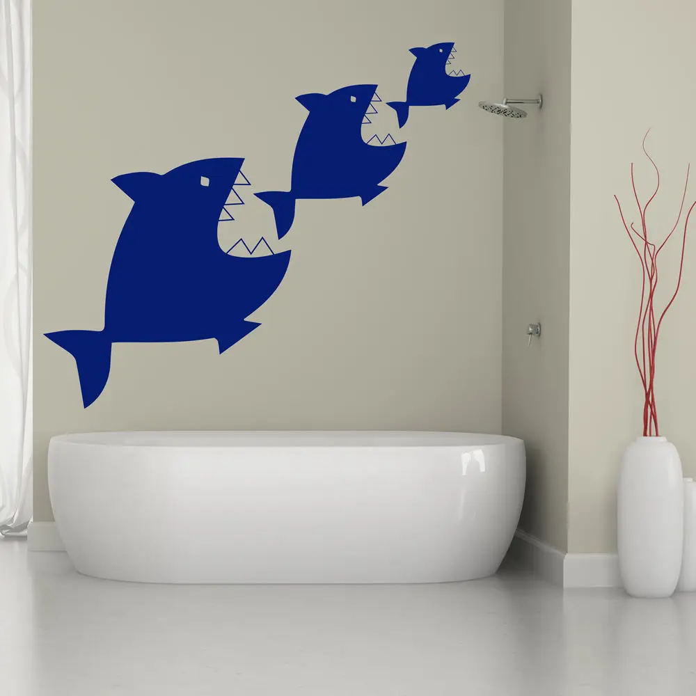 Fish Eat Fish Wall Sticker Bathroom Wall Decal Kitchen Kids Home Decor