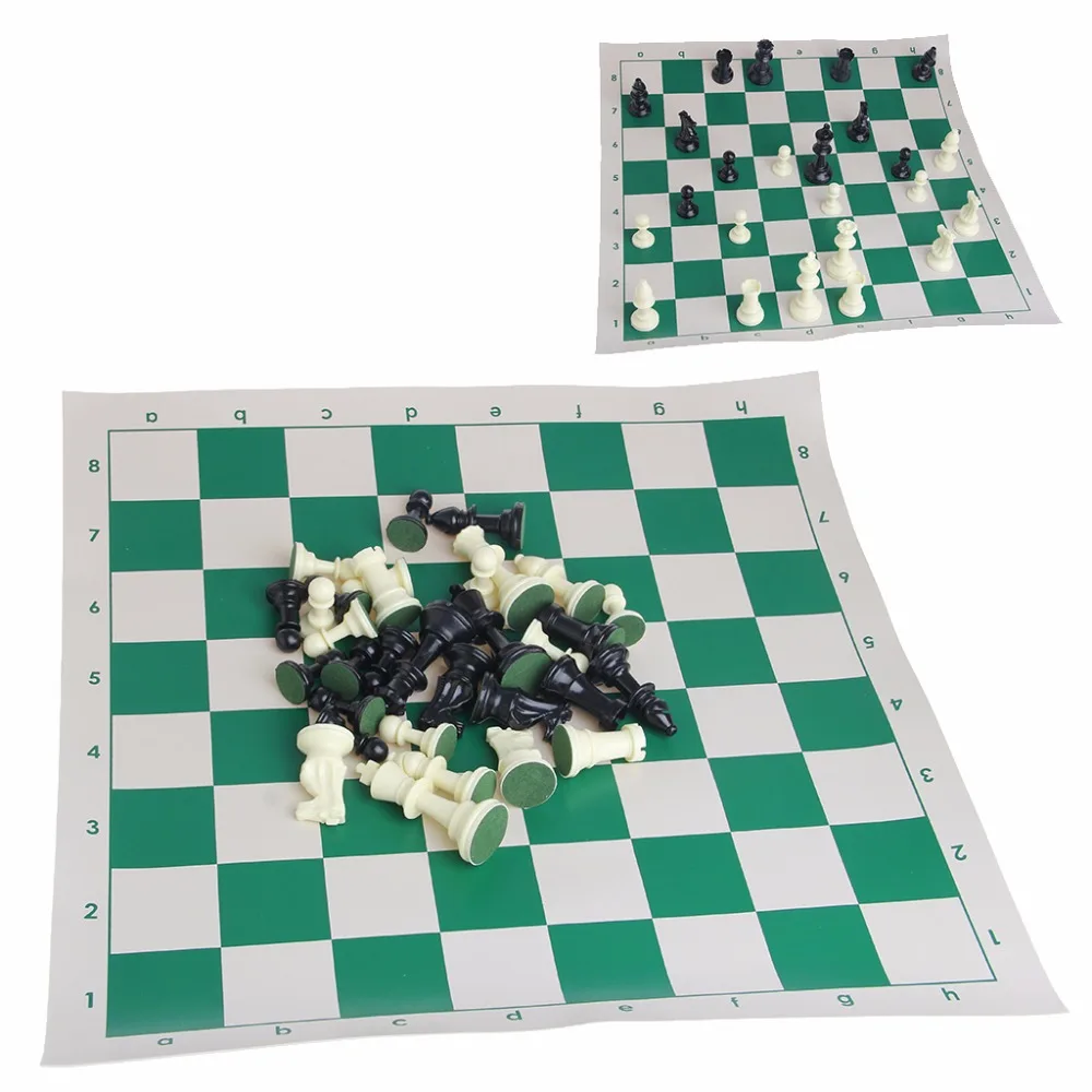 

International 32 Pieces Chess Game Set Plastic With Chessboard Chessmen Kid Gift