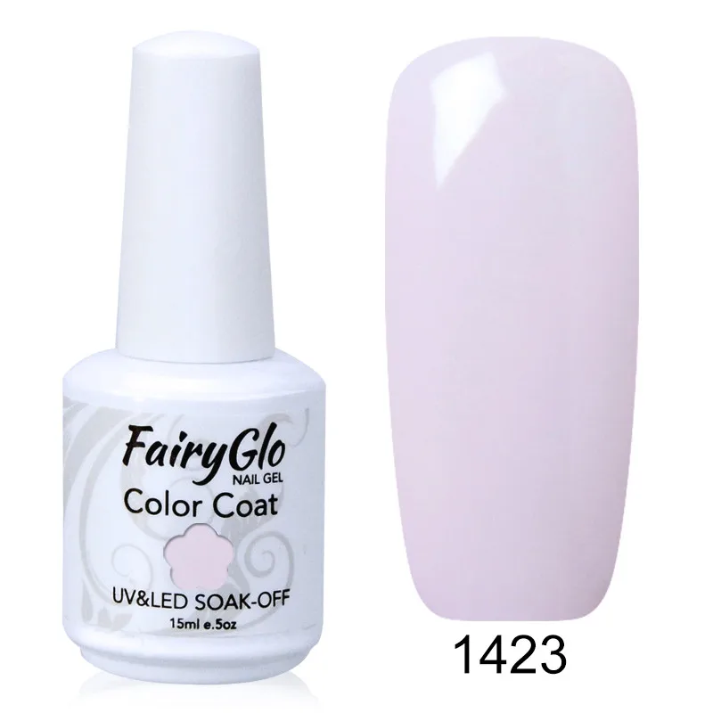 FairyGlo 15 мл УФ-гель для ногтей замачиваемый Чистый Цвет Гель-лак полуперманентный верхний базовый слой дизайн ногтей маникюр Гель-лак - Color: 1423