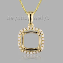 Классические свадебные украшения 18Kt желтая Золотая Подушка 7 мм простой полу крепление кулон E0053