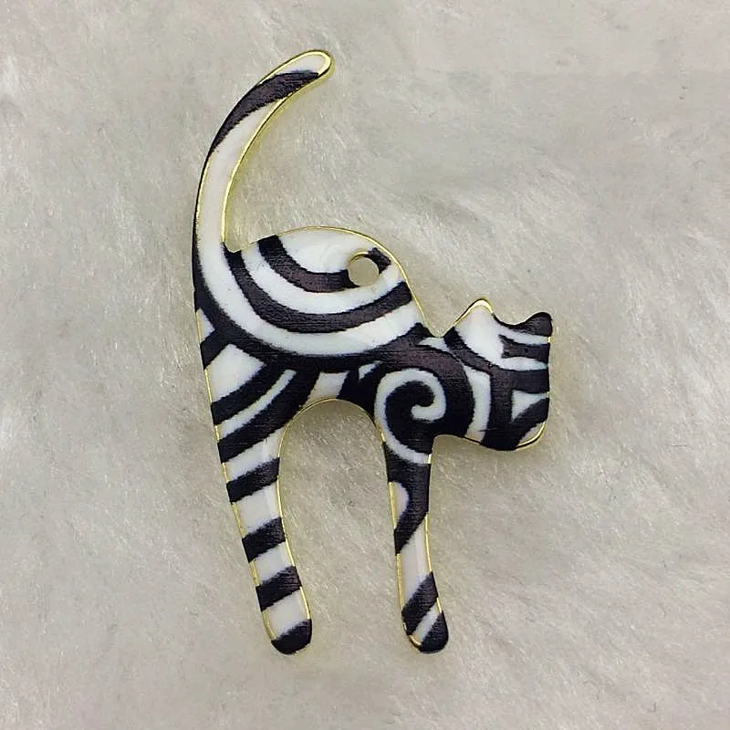 

New Arrival 50PCS Striped Zebra Animal Cat Enamel Charms Gold Tone Zinc Alloy DIY Jewelry Findings Bracelet Necklace Pendant