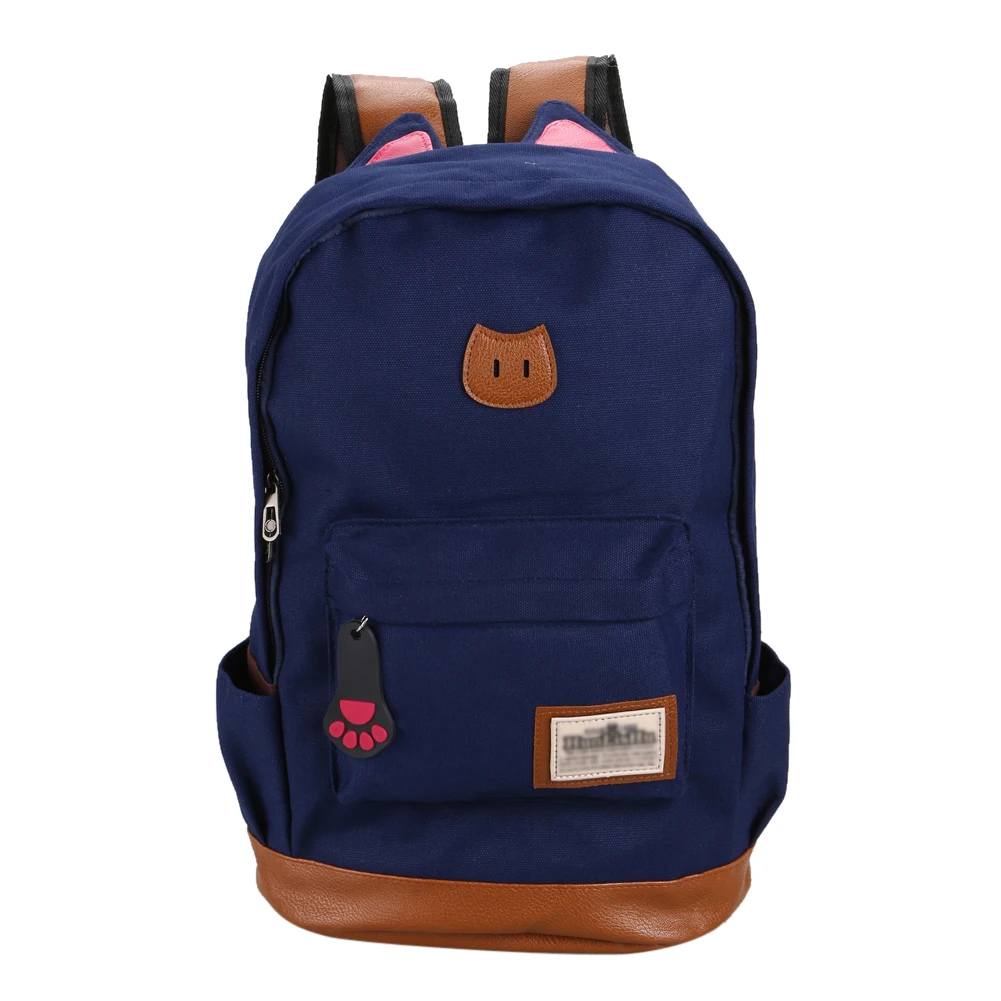 New Cat Ear Cartoon Canvas Backpack For Women Girls Satchel School Bags Cute Rucksack School Backpack