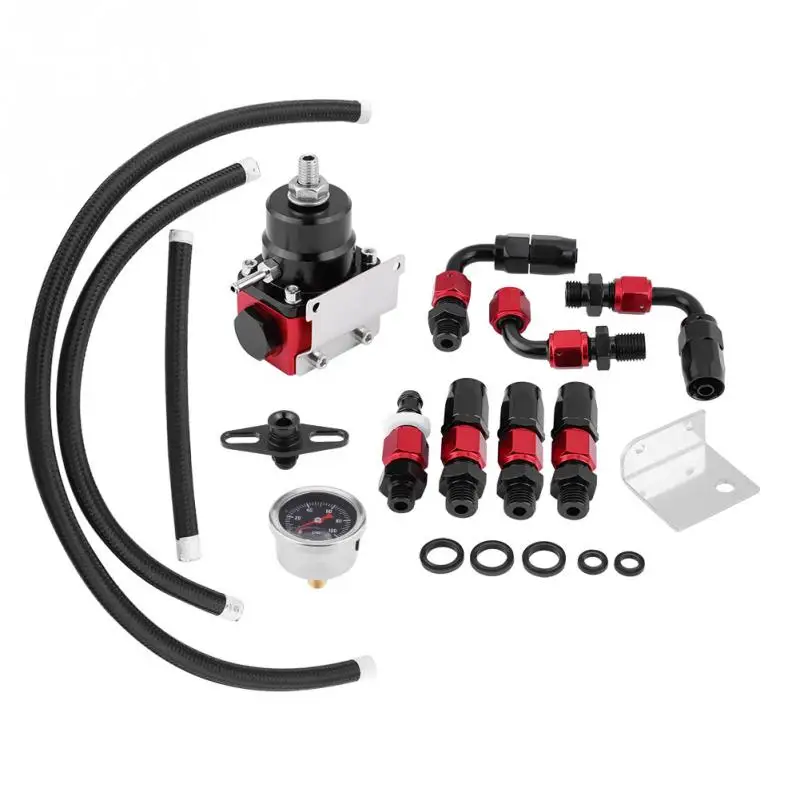 Adjustable Fuel Pressure Regulator Kit Oil 160psi Gauge AN6 Fitting End MX