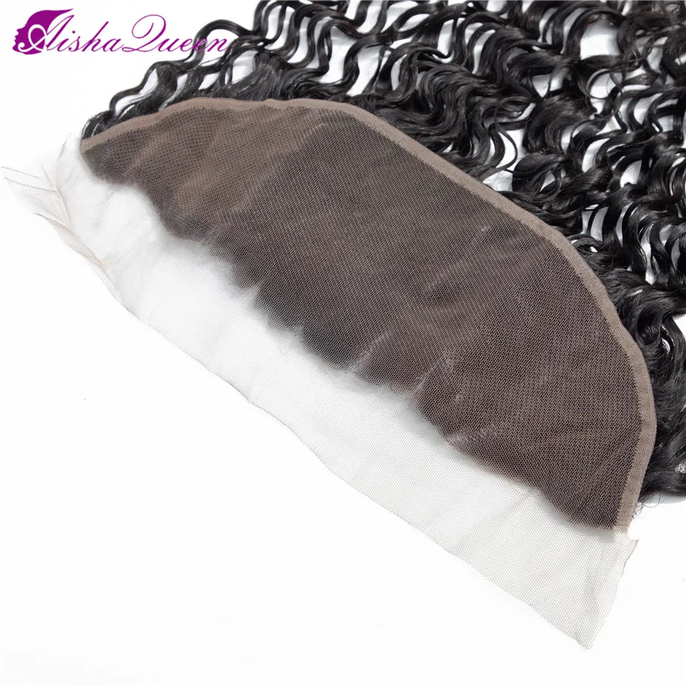 Aisha Queen Deep Wave Frontal Closure Pre Plucked Peruvian Non Remy Human Hair Frontal 13x4 Lace Frontal Closure With Baby Hair