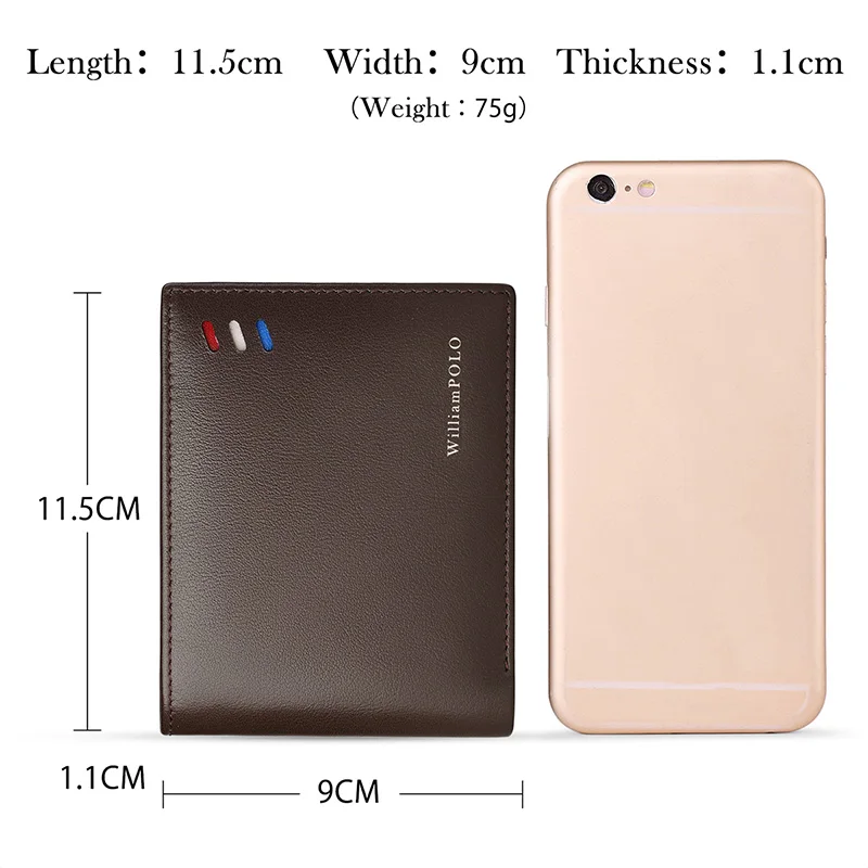 WILLIAMPOLO Men's Slim Wallet Genuine Leather Mini Purse Casual Design Wallet Fashion Brand Short Small Pouch Gift WILLIAMPOLO Men's Slim Wallet Genuine Leather Mini Purse Casual Design Wallet Fashion Brand Short Small Pouch Gift