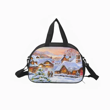 

Customized fitness bag canvas sports travel bag printing Christmas day pattern large capacity waterproof leisure 45*30*21cm