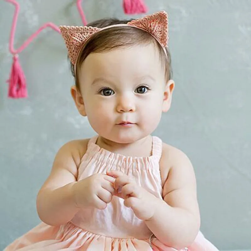 

Cute Cat Ear Shape Baby Girl Hair Decorations Baby Newborn Hairband Photography Props Loverly Headwear Free Shipping