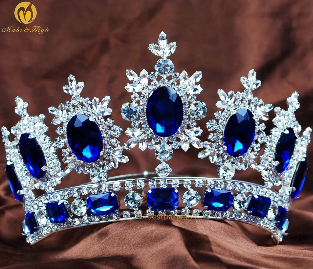 синяя диадема для принцессы. синяя диадема. королевская диадема синего с серебром. корона голубая. синяя корона.